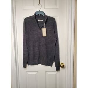 Tommy Bahama Men’s Small 1/4 Zip Pullover Sweater Blue Heather NWT Cotton Blend
